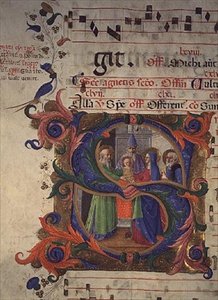 Historiated Initial S Depicting The Presentation in the Temple by Zanobi di Benedetto Strozzi
